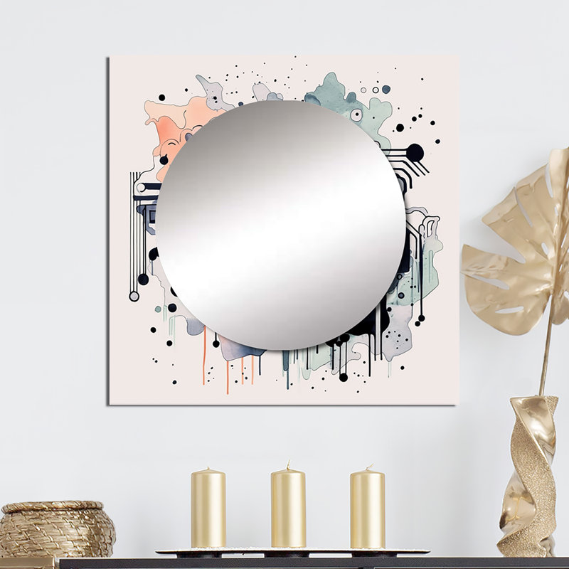 Mullica - Miroir carré abstrait mural pour chambre à coucher, 29 po x 29 po