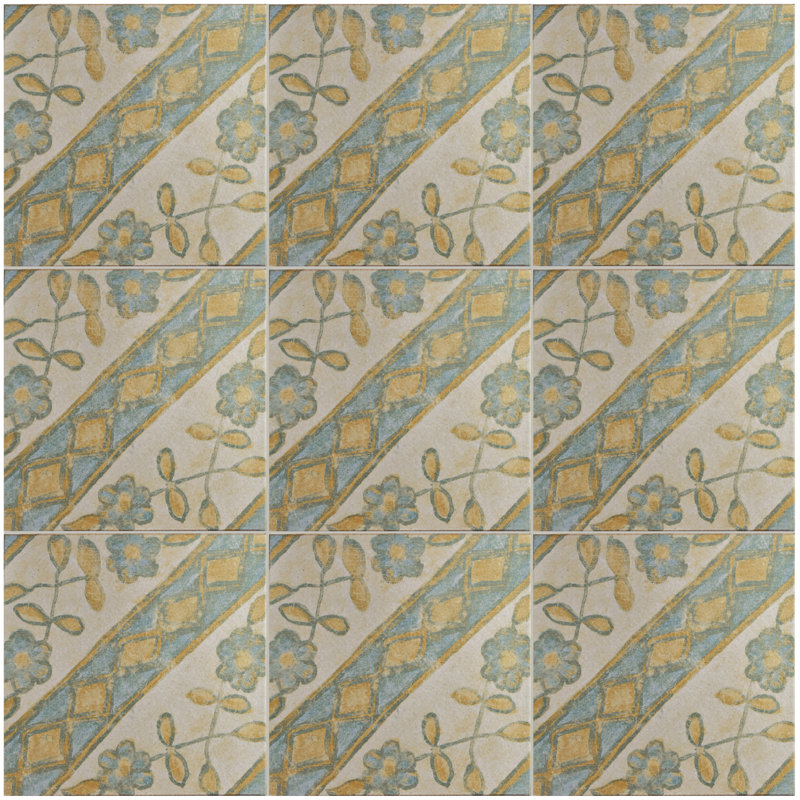 Klinker Retro 13" x 13" Ceramic Patterned Wall & Floor Tile