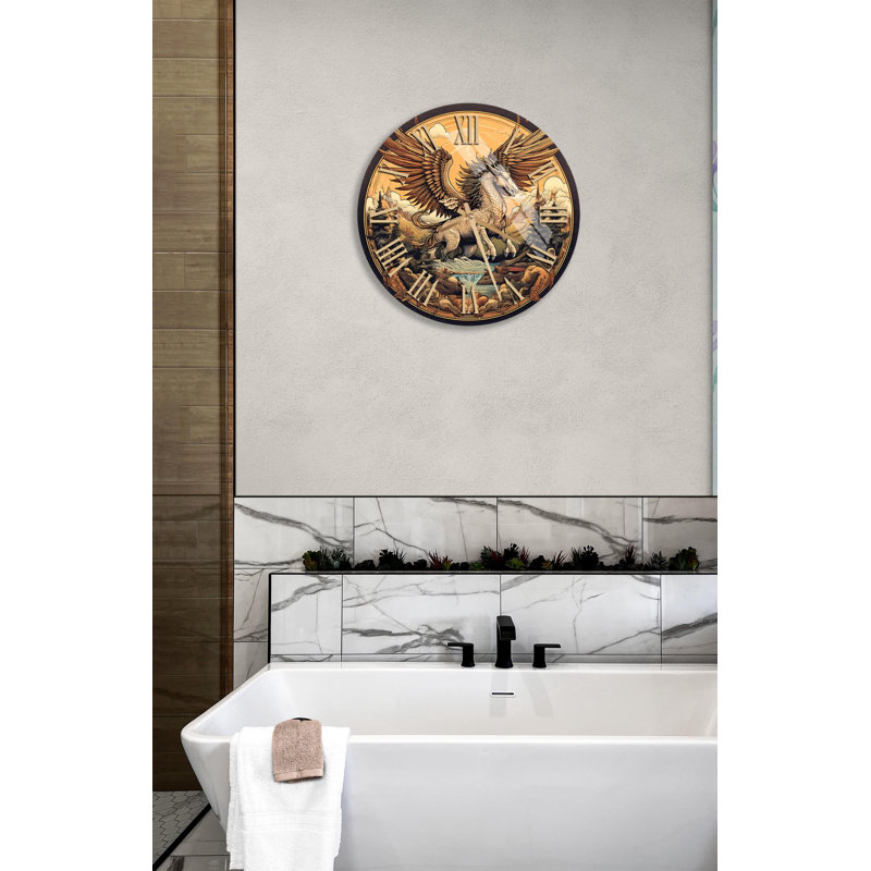 Horloge murale en verre trempé Pegasus, Blanc anglais, 10 pouces