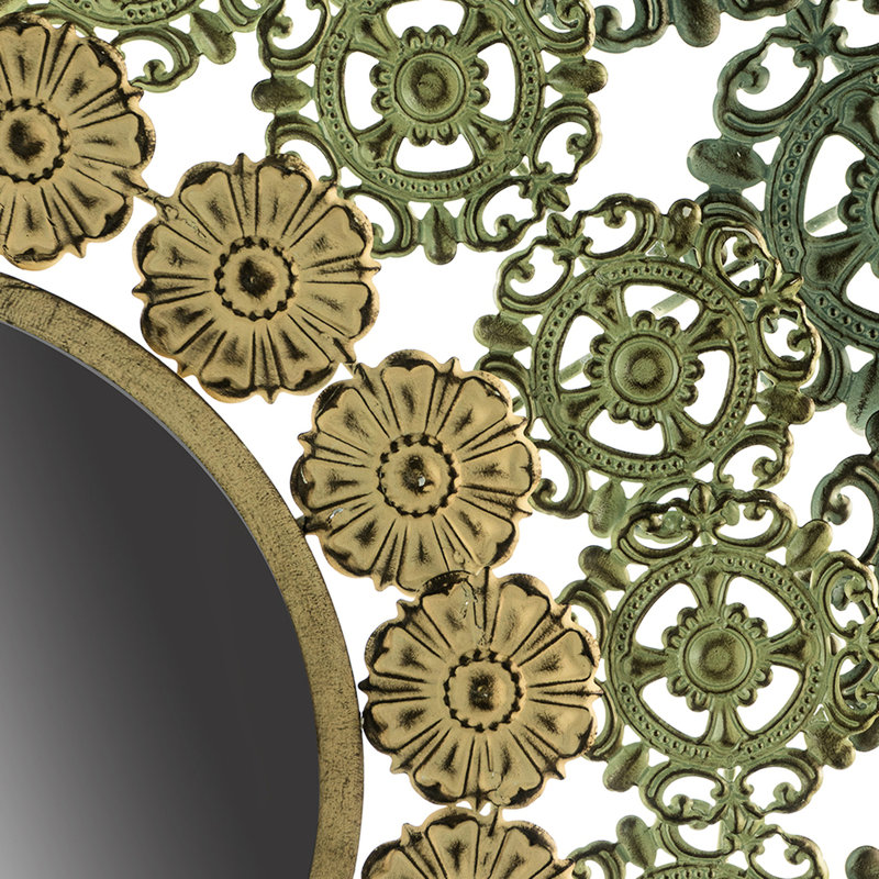 Miroir médaillon en fer forgé élégant et intrigue florale tendance