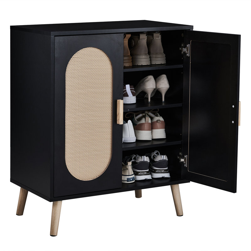 Armoire de rangement pour chaussures Rubenstein, Noir, noir, noir, noir