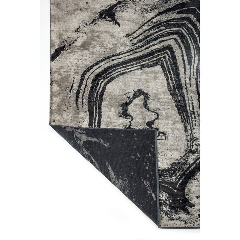 Rapture Gray/Black Abstract Luxury Area Rug, Rectangle 7'10" x 9'10"