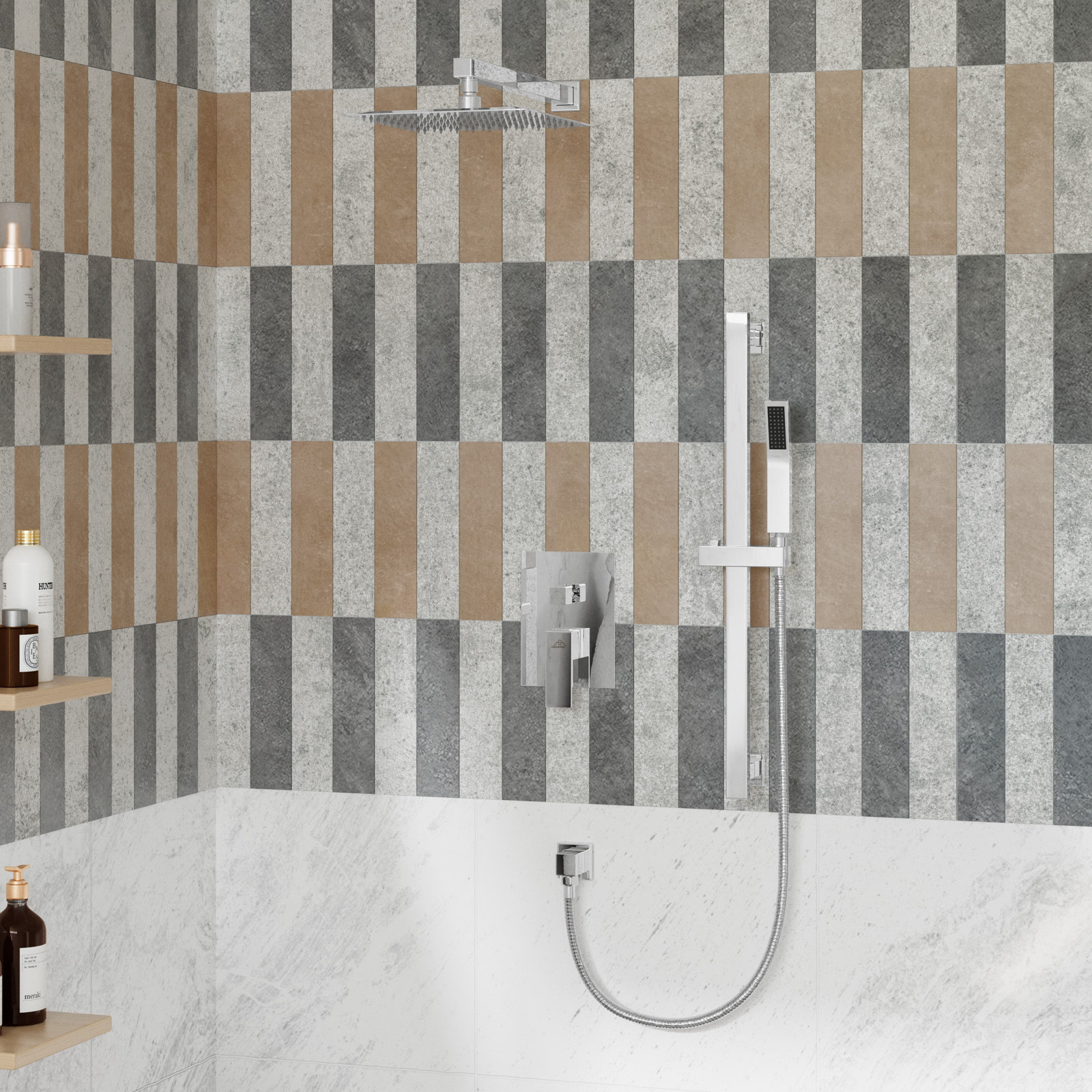 Slidea Complete Rainfall Shower System, Chrome
