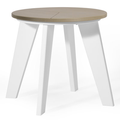 Outdoor Round 18" End Table, White