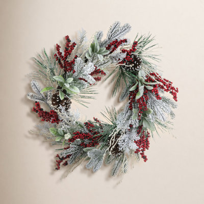 24" Frosted Pine Wreath