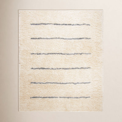 Mayer Ivory Gray Hand-Knotted Striped Wool Rug