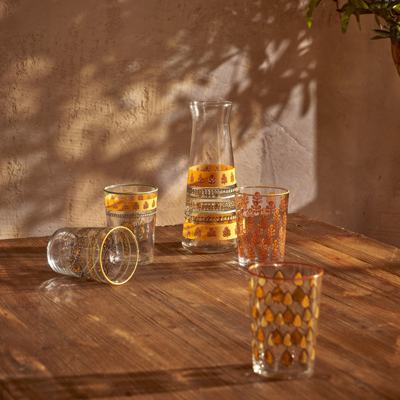 Carafe indienne en verre avec couvercle en bois