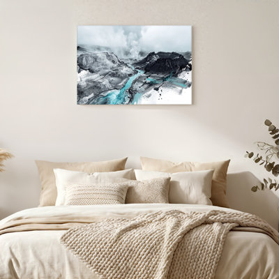 " Turquoise River And Steam Vents In Volcanic Landscape " Painting Print