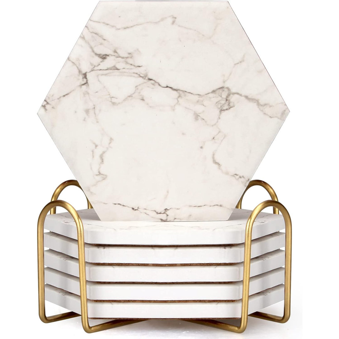 Ceramic Hexagon 6 Piece Coaster Set Mercer41