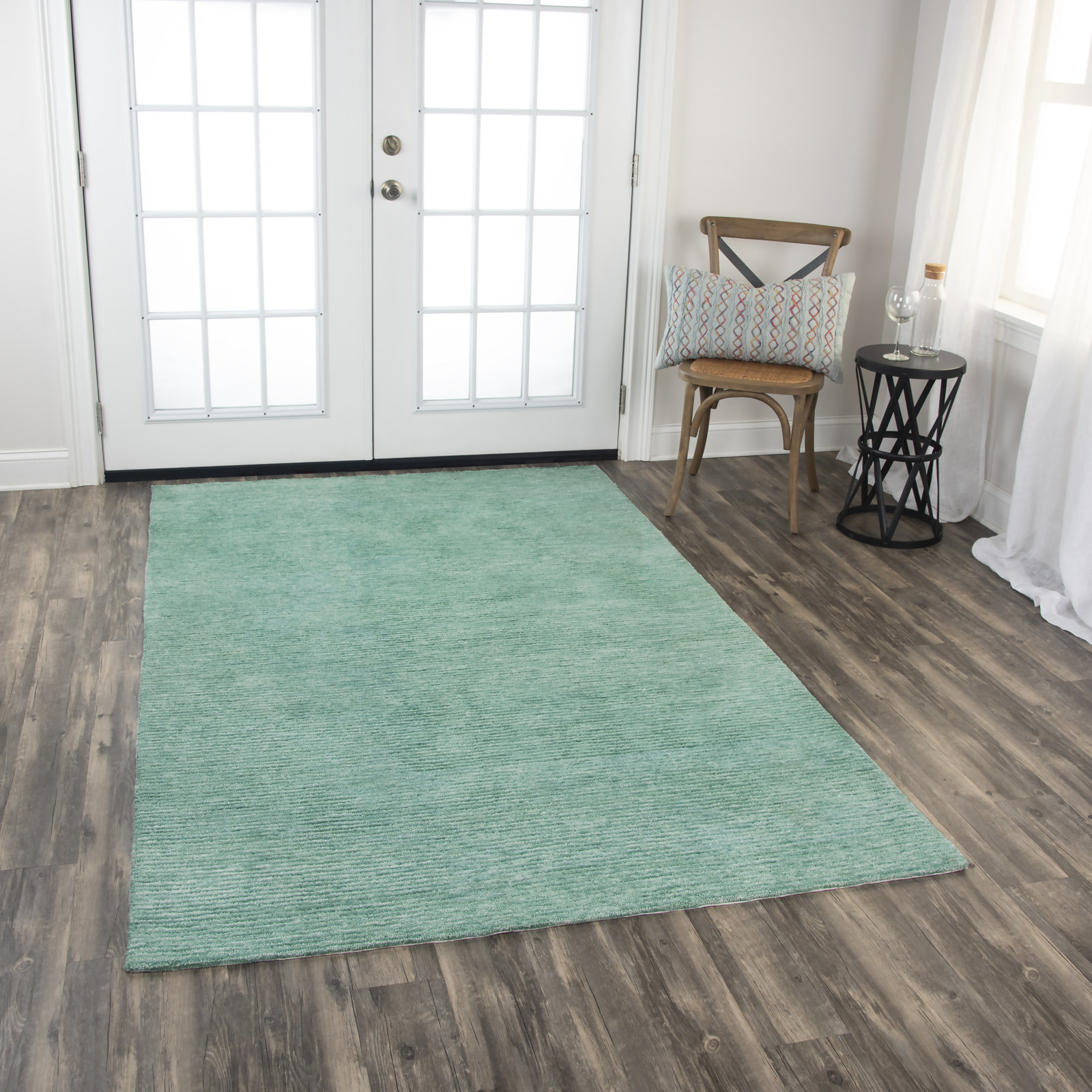 Waterton Aqua Blue Hand-Tufted Rug, Rectangle 8'6" x 11'6"