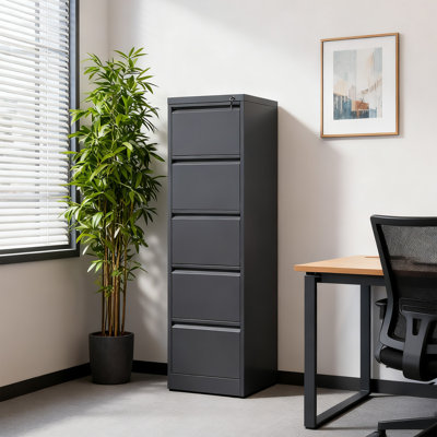 5-Drawer Vertical Metal File Cabinet, Maximum Capacity Heavy Duty Storage with Full-Extension Drawers & Safety Interlock by Inbox Zero