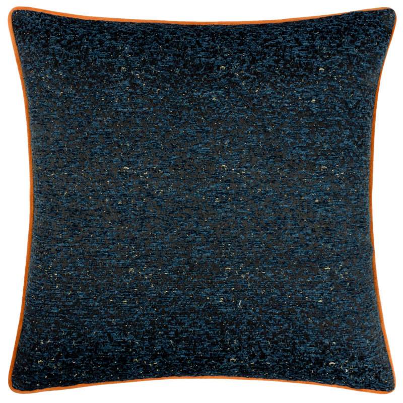  Chenille Piped Polyester Filled Cushion, Navy