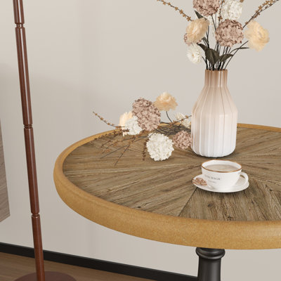 Table de bout ronde à piédestal en bois naturel de 19,9 po, table d'appoint d'appoint rétro style champêtre pour salon, chambre à coucher et restaurant à domicile