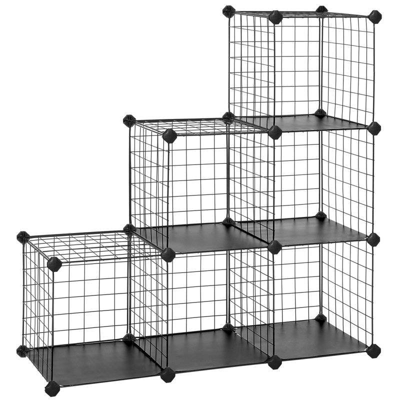 Taeju 93cm H x 63cm W Steel Cube Bookcase, Black