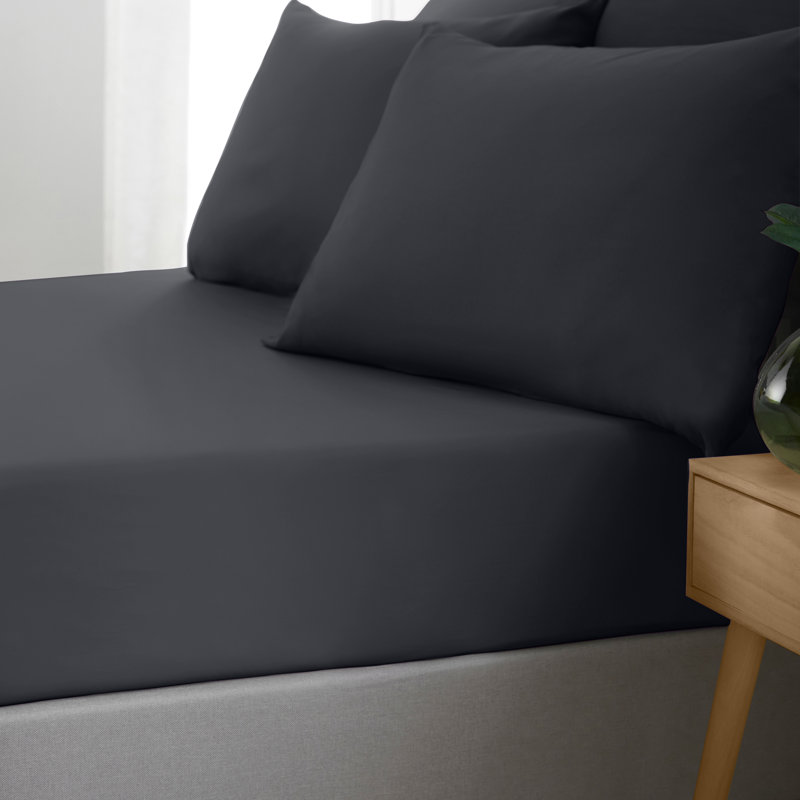 So Soft Easy Iron Fitted Sheet, Double, Black
