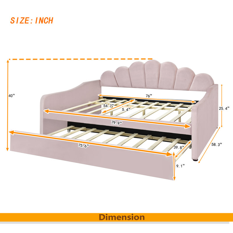 Full Size Upholstery Daybed, Pink