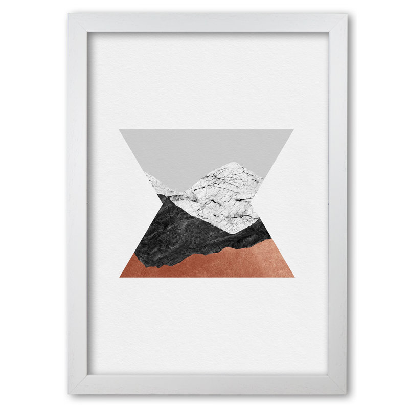Copper Geometric IV - Print, White Grain Frame, 42 cm H x 30 cm W x 5 cm D