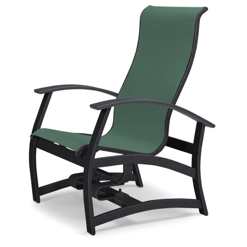 Askar Swivel Powder Coated Aluminum Outdoor Lounge Chair, Classic Graphite P30, Forest Forest Green 22D Sunbrella®