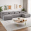 Canapé modulaire en forme de U en forme de nuage, canapé convertible 6 places avec repose-pieds, canapé en velours côtelé surdimensionné, aucun assemblage requis, éponge moelleuse et support à ressorts ensachés pour grand salon-249226751