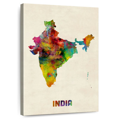 India Watercolor Map I