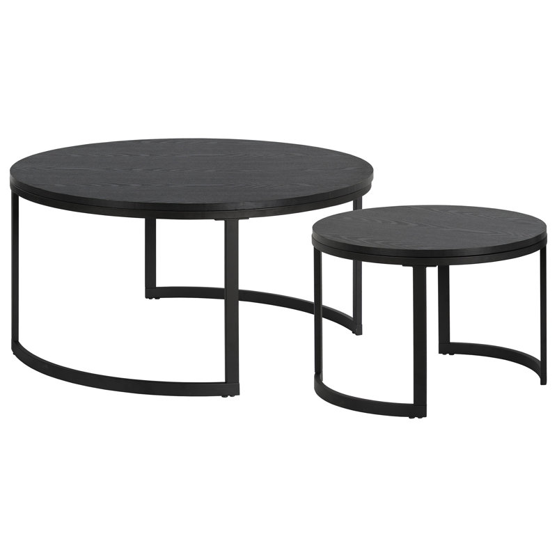 Magnola (Set of Two ) 36"  Steel Round Nested Coffee Tables, Black