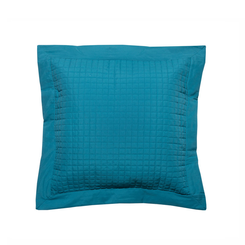  Taie décorative matelassée Grid Euro (ensemble de 2), Bleu sarcelle