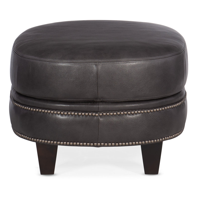 Richardson Upholstered Ottoman, Gunmetal with Tapered Leg