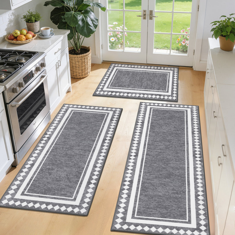 Ensemble de 3 tapis de cuisine Elegant, Gris