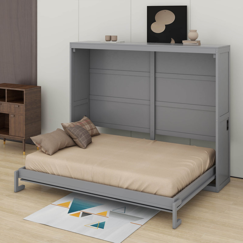 Structure de lit escamotable, lit escamotable moderne, Grand lit, Gris