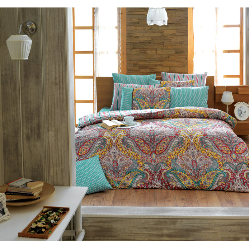 Ensemble de housse de couette en coton bleu / rouge / jaune Spirit