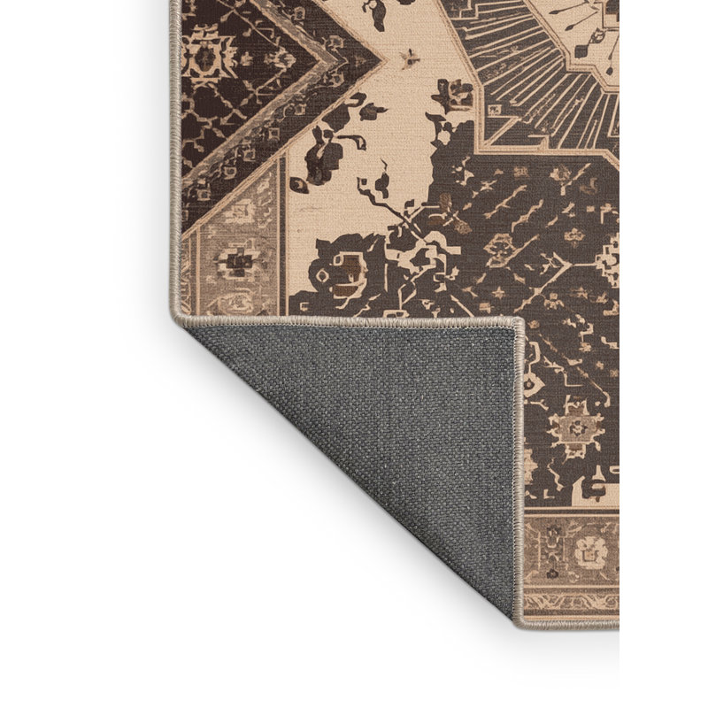 Tapis oriental doux et moelleux de style oriental Eichhorn en brun et beige, 5 x 7