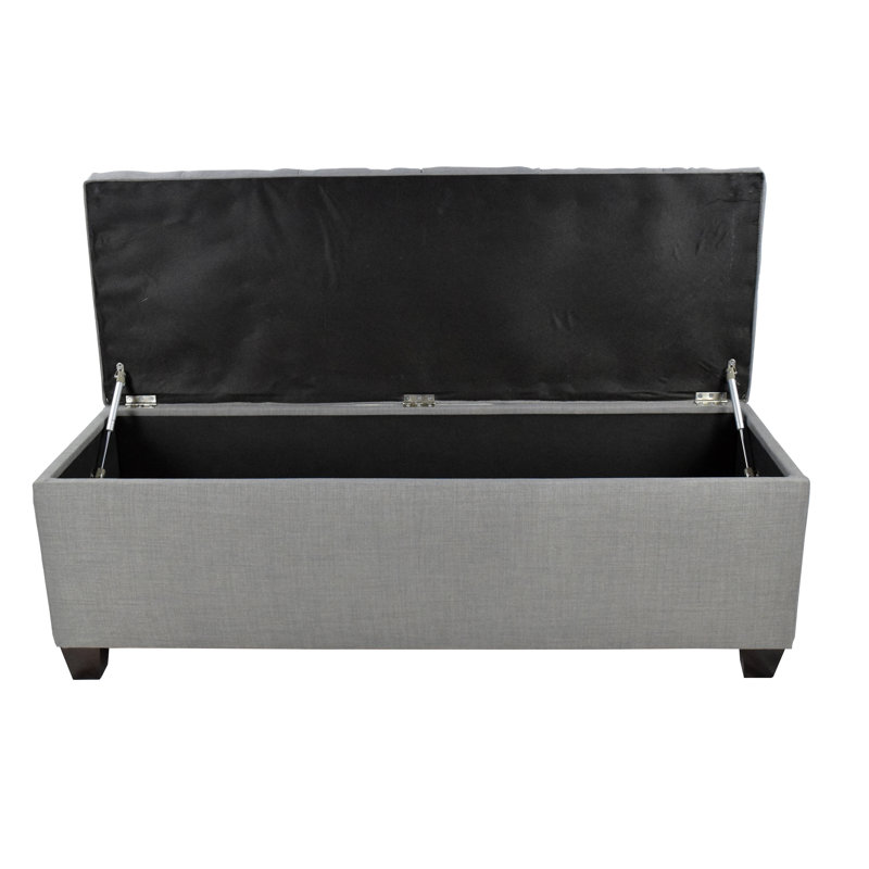 Heaney Polyester Blend Upholstered Storage Bench, Charcoal