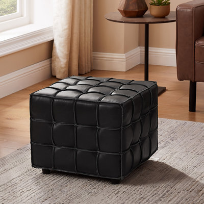 Genuine Leather Square Ottoman&Pouf by Latitude Run
