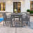 7-Piece Outdoor Dining Set, HDPE Poly Lumber Patio Furniture, 6-Person Rectangular Table with Umbrella Hole, All-Weather Heavy Duty Slatted Design, Fade-Resistant-1861018325