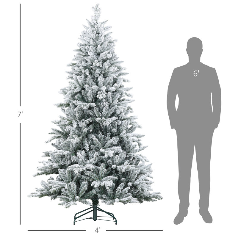 Arbre de Noël enneigé Kaari avec branches ignifuges et base en métal stable