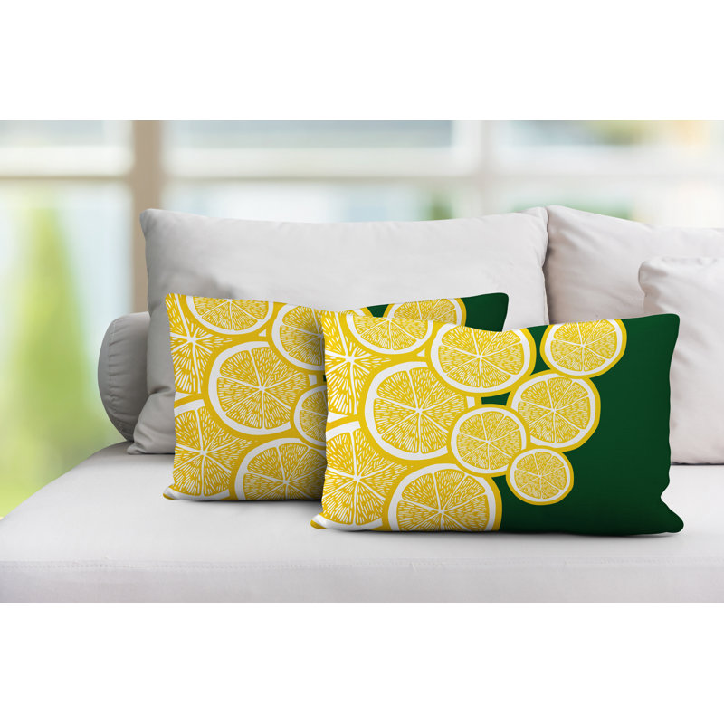 Coussin lombaire intérieur / extérieur jaune citron, Vert