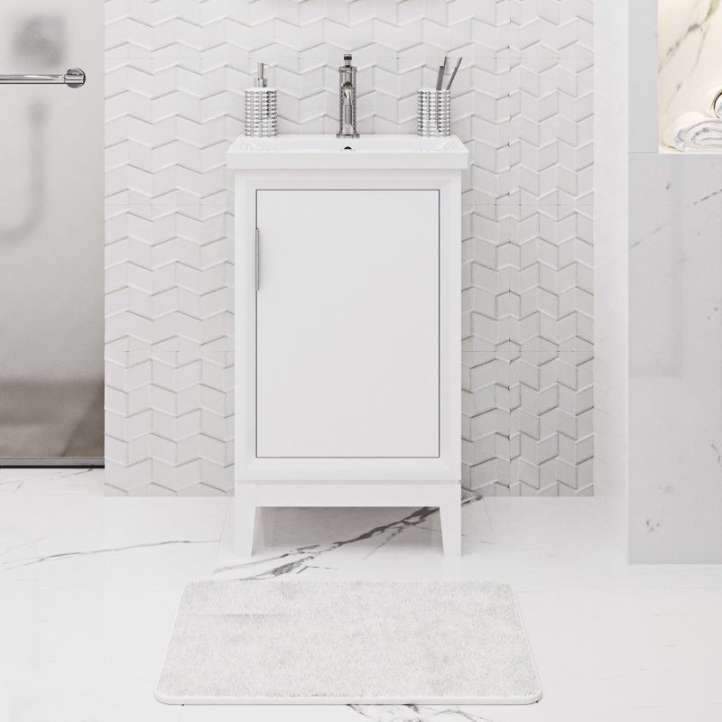 Meuble-lavabo avec robinet simple moderne 20 po Elsa, Blanc pur, Chrome