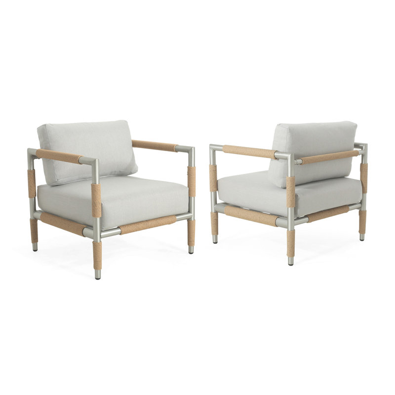 Fauteuil de terrasse en aluminium avec coussins épais Oriana