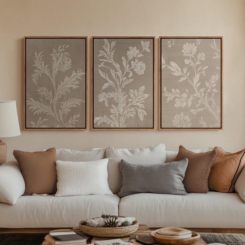 Framed Canvas Wall Art - Vintage Abstract Wall Prints for Bedroom, Natural, 36" H x 24" W