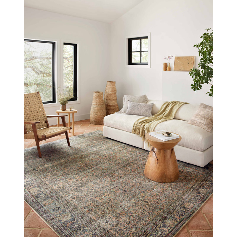 Adrian Terracotta and Charcoal Polyester Oriental Rug