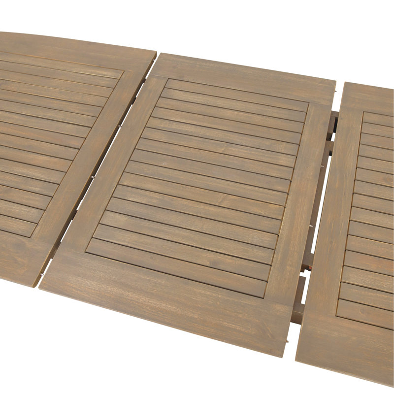 Table de salle à manger d'extérieur extensible en bois d'acacia, Gris