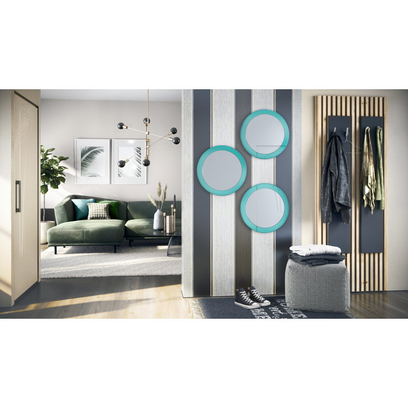 Colver Engineered Wood Flat Wall Mirror, High-Gloss Petrol