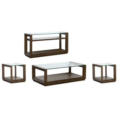 Table basse rectangulaire avec 2 tables de bout et canapé