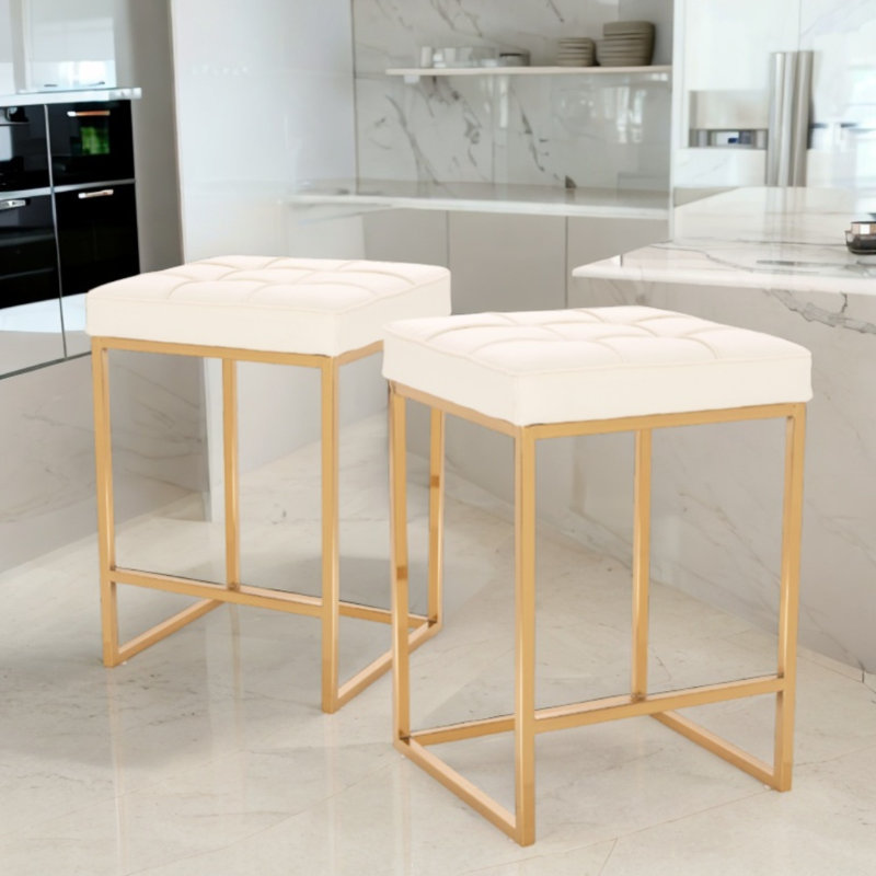 Sirach Backless Counter Stool, White