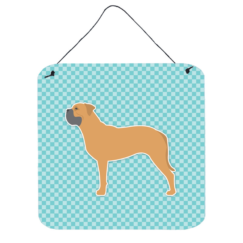 Décoration murale damier bullmastiff, Bleu