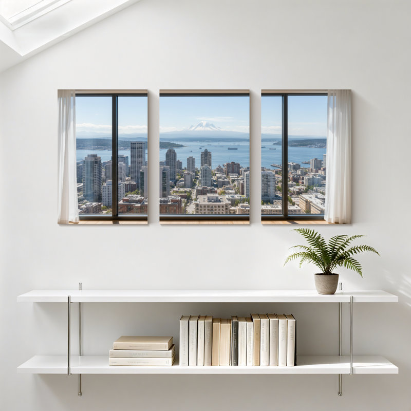 Ensemble de 3 impressions d'art sur toile, paysages et paysages urbains, H 24 po x l 48 po