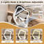Coiffeuse, miroir à DEL, tiroirs, tablettes, armoires, options d'éclairage, maquillage
