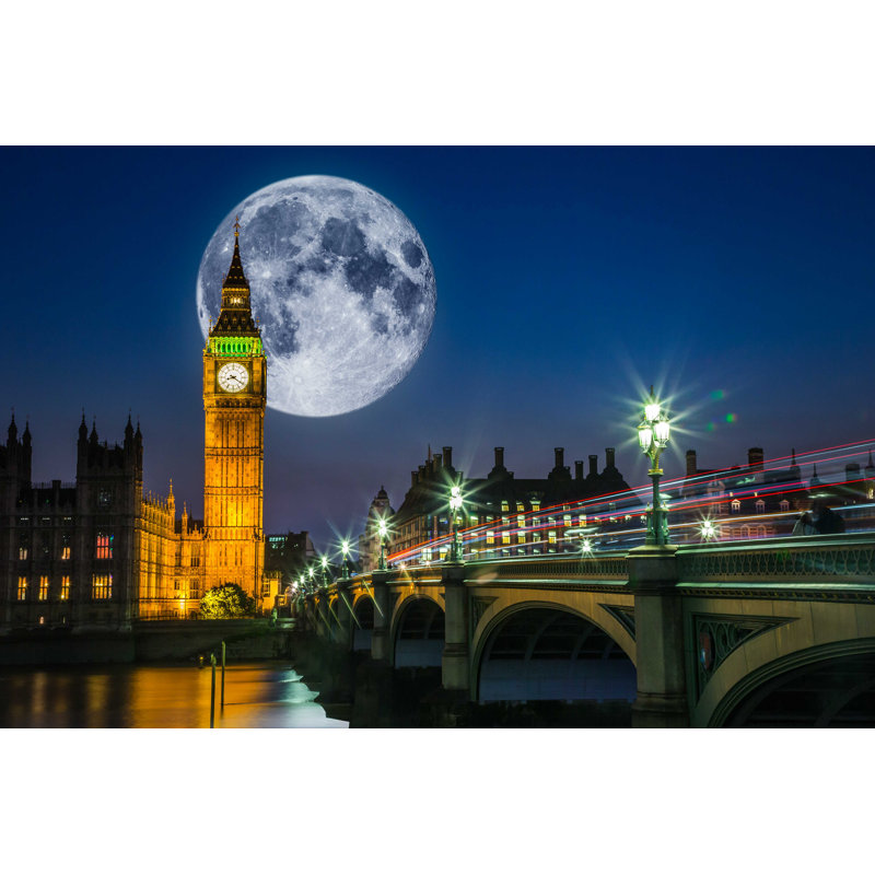 London Scene With Big Ben - Photographie sur toile tendue, H 8 po x l 12 po