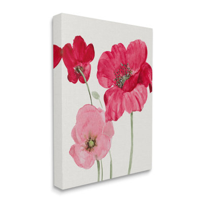 "Romantic Red Poppies Trio", art mural sur toile par Lanie Loreth