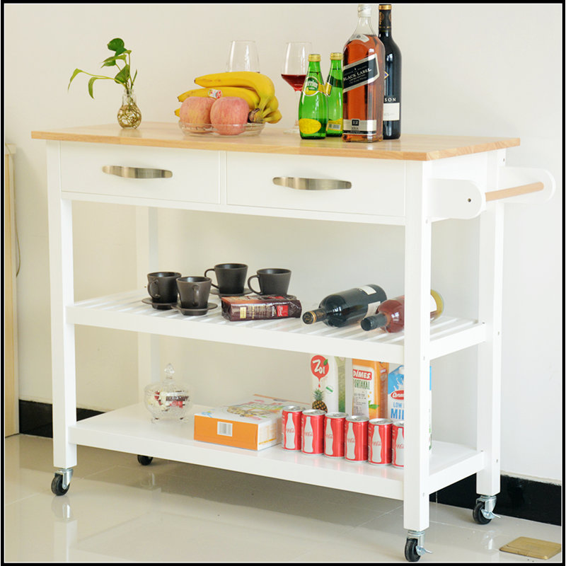 Natural Kitchen Island & Cart with 2 Lockable Wheels for Easy Mobility and Storage